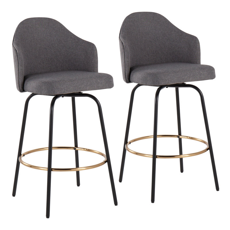 Arabelle Swivel Upholstered Counter Stool, Gray, Black/Chrome, Counter Stool (26" Seat Height)