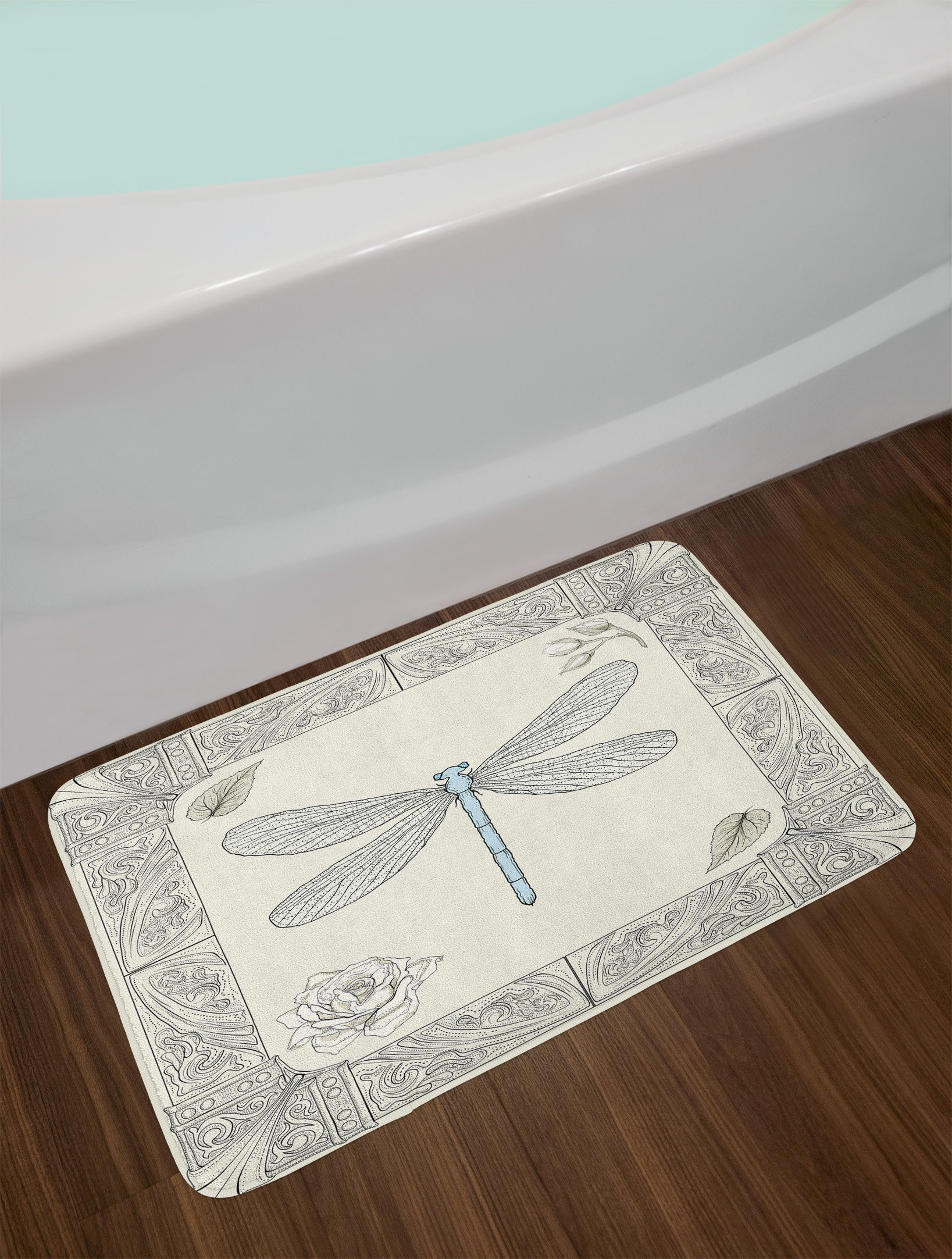 East Urban Home Hand Black Pale Blue Dragonfly Bath Rug Wayfair