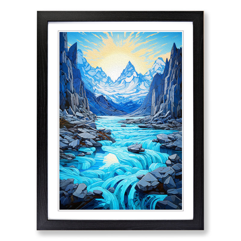 Glacier Baroque Art - Framed Print, 34cm H x 25cm W x 2cm D, Black