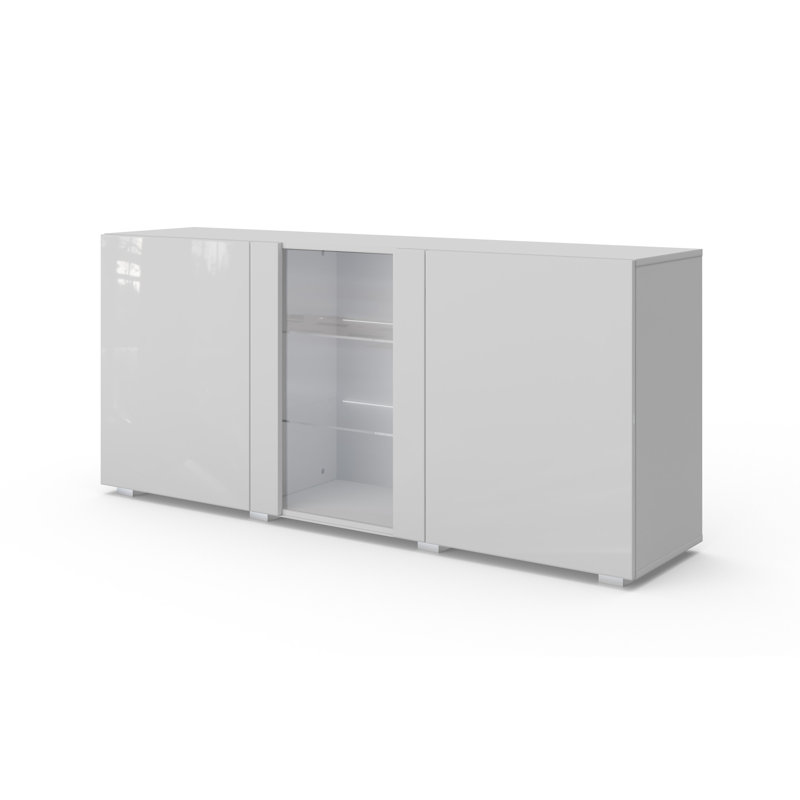 160cm Sideboard, White/White Gloss