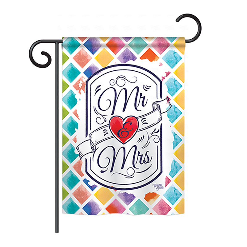 Drapeau de maison / jardin en polyester Mr et Mme, H 18,5 po x l 13 po