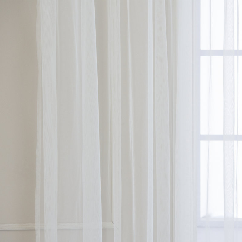 Paire de rideaux semi-transparents avec œillets Attell, L 52 po x L 84 po, Blanc