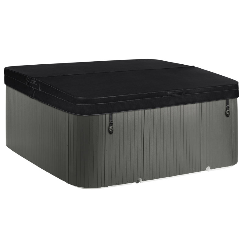 Lifesmart Spas LS700DX 230 Volt 7-Person 90-Jet Square Hot Tub with Ozonator, Coastal Gray/Arctic White Shell