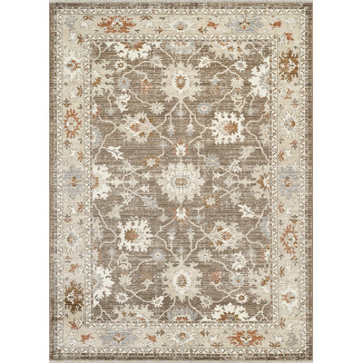 Abani Rugs Giavonnie ALA120A Traditional Taupe Cream Vintage Medallion Floral Area Rug