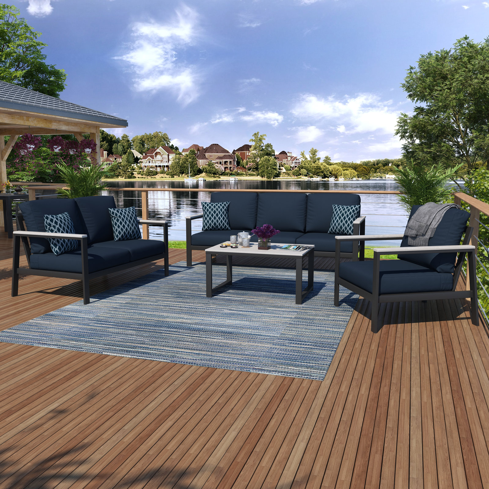 Townsend Patio Seating Group, Canvas Navy Sunbrella® Canvas