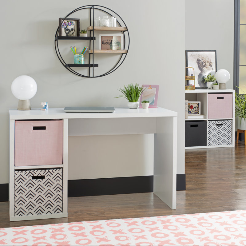 Hamlett Two Cube Modern Finish Desk, White