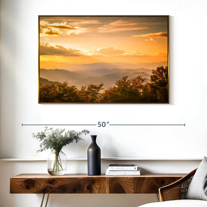 Blue Ridge au lever du soleil, Cadre flottant doré, 40 po x 27 po