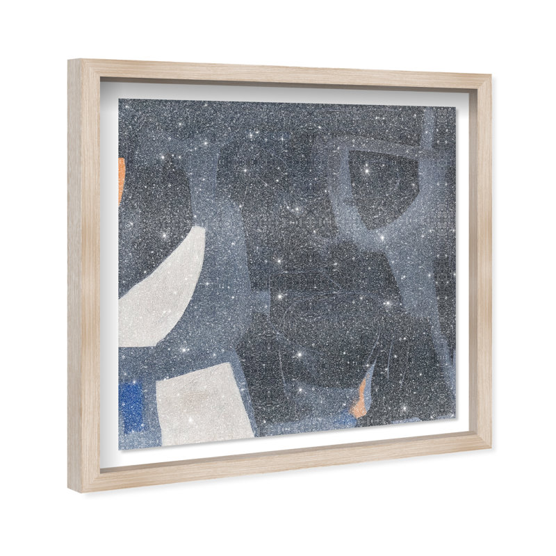 Obscured Voices I Shadowbox Abstract Print by Oliver Gal, Black Frame, 12 x 12, 25.5"H x 25.5"W, Natural Oak Frame