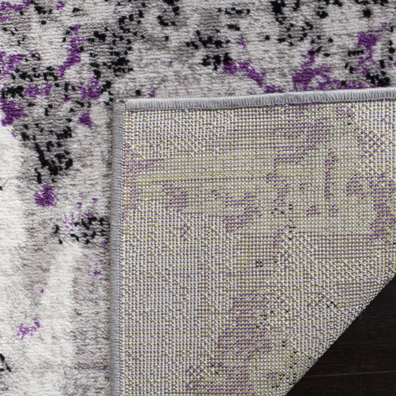 Jeter Abstract Gray/Purple Area Rug, Square 6'7"