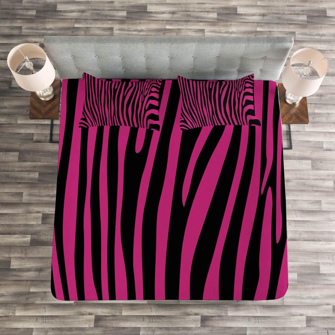 Gestepptes Bettdecken-Set, Tier Boho, rosa Zebra, Hot Pink Schwarz