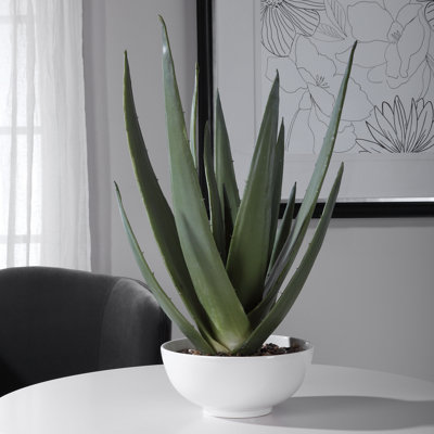 30'' Faux Aloe Succulent in Stone Pot