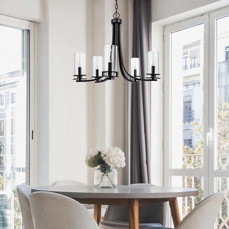  Lustre noir mat moderne à 5 lumières Devonshire, Noir mat
