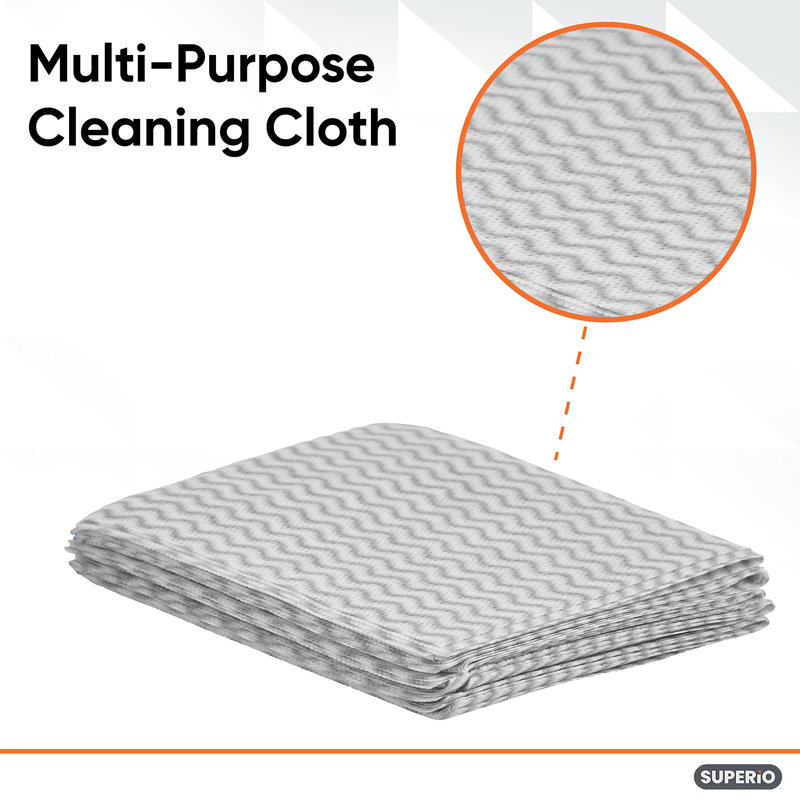 Lingettes nettoyantes à usage multiple Superio pour la maison, la salle de bain et le bureau. Torchon jetable (gris), paquet de 5