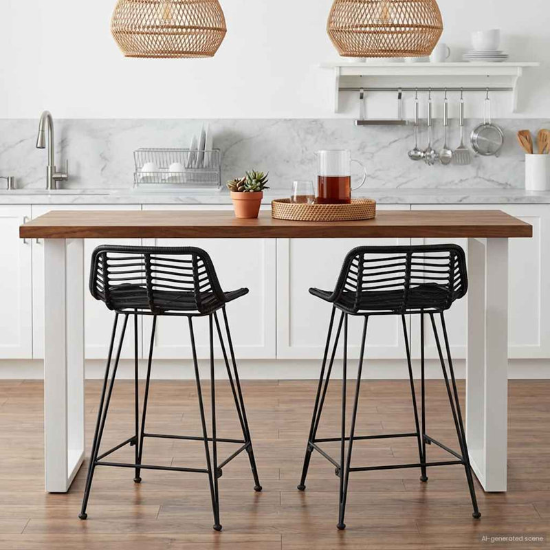 Counter Stool with Metal Frame, Black
