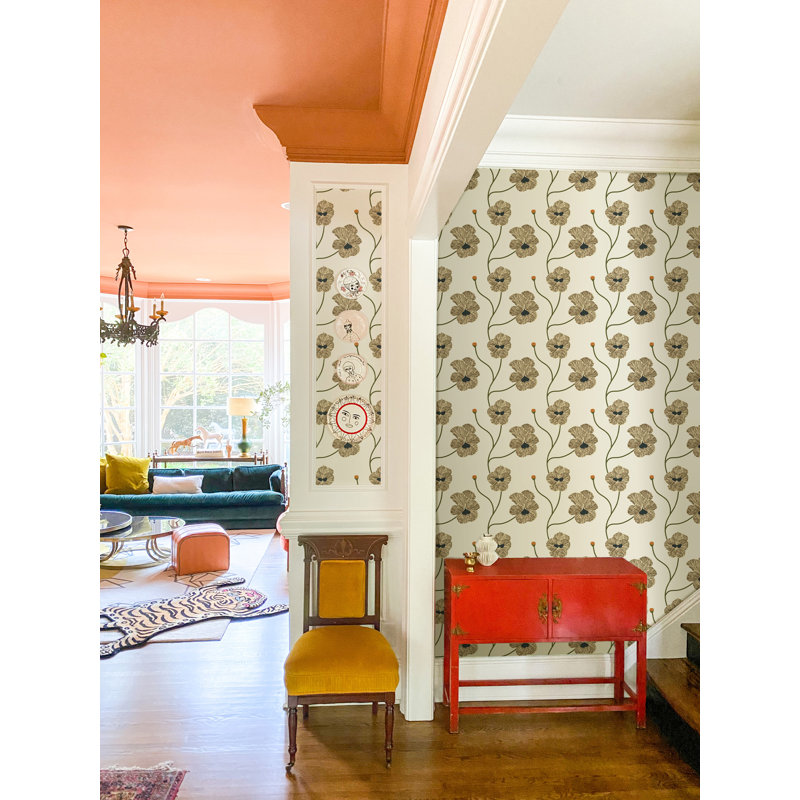 Flourish Wallpaper, Self-Adhesive, Linen Floral
