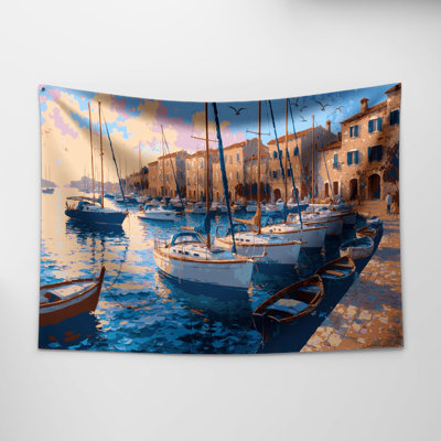 Tapisserie murale «Transagement Marina» et scènes de port