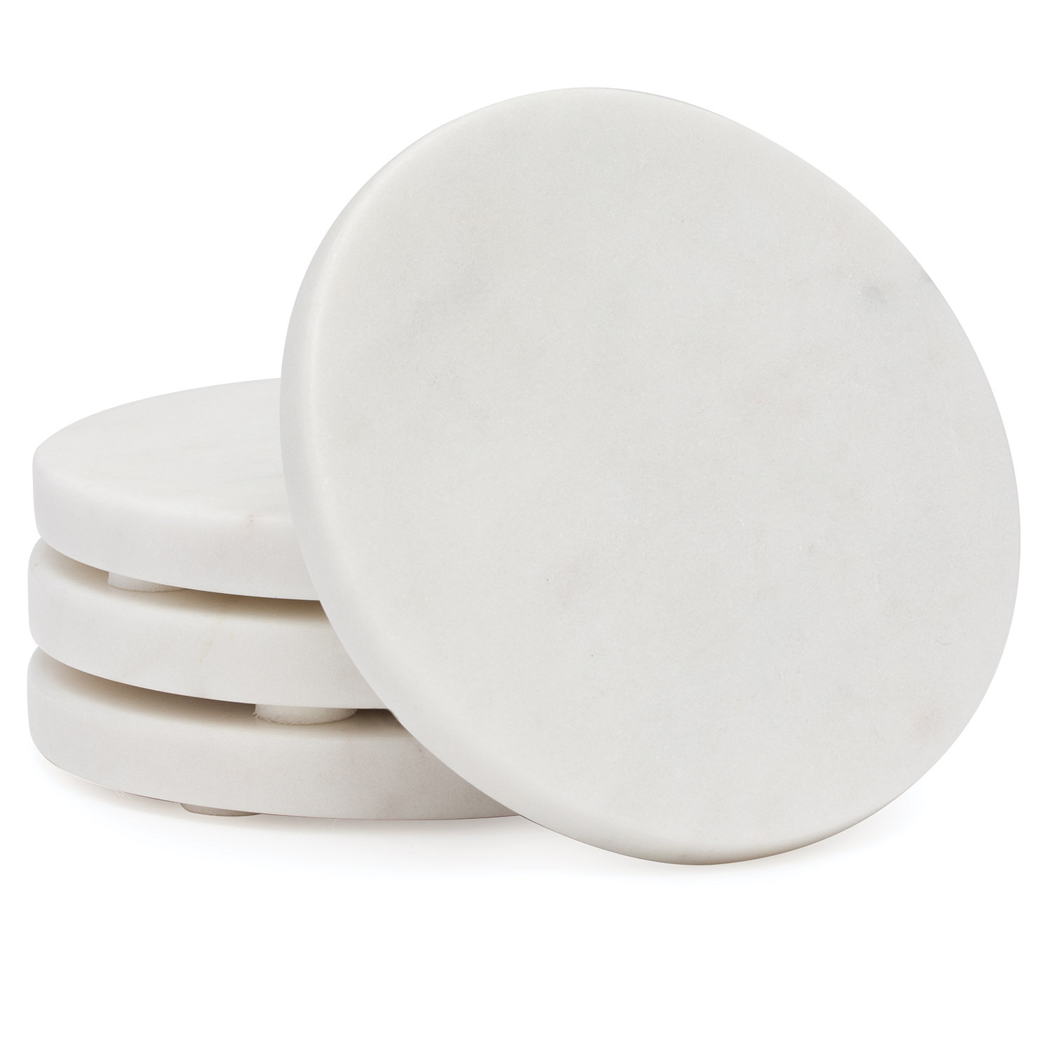 Ebern Designs 4 Pack Natural White Marble Round Coasters | Wayfair