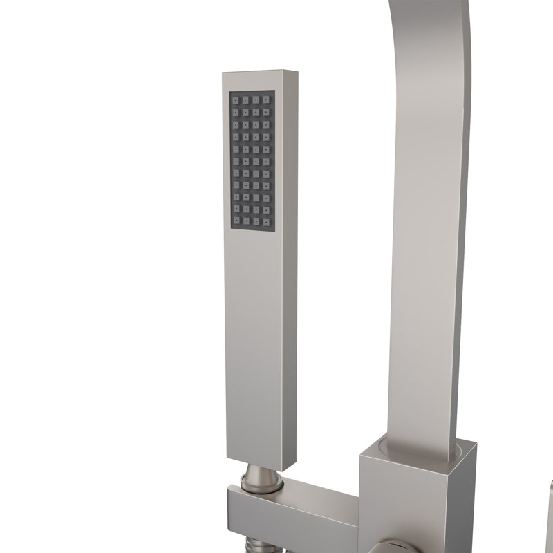 Levantine Bathroom Tub Filler with Handshower, Brushed Nickel