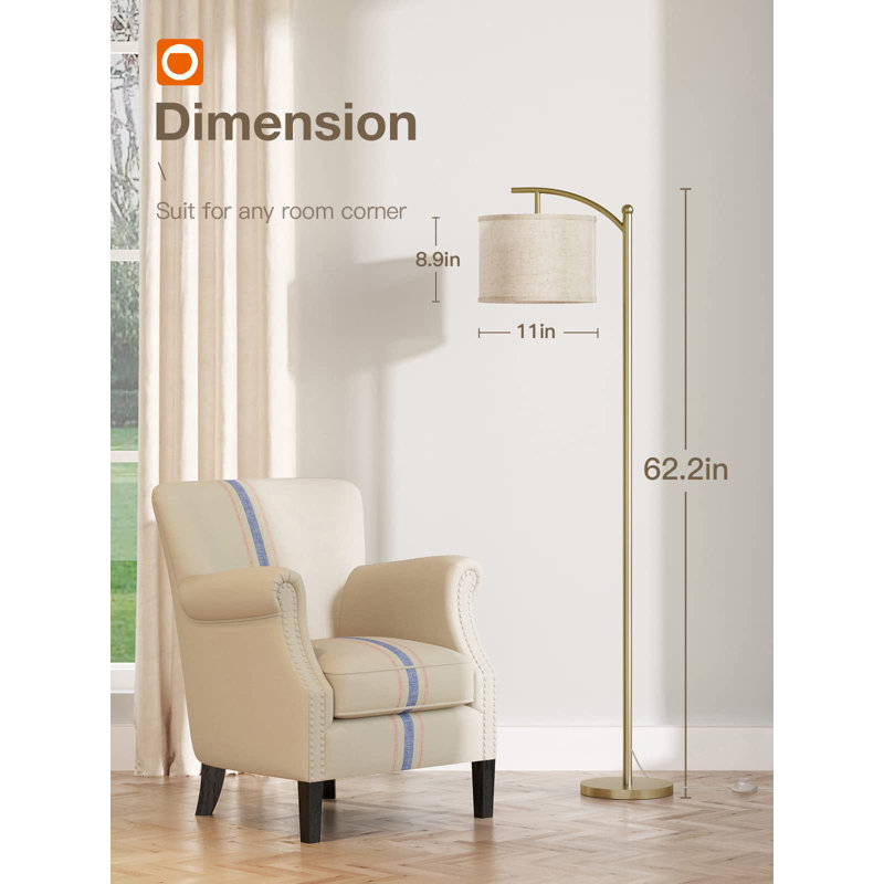 Lampe sur pied traditionnelle Clion, Beige/Or