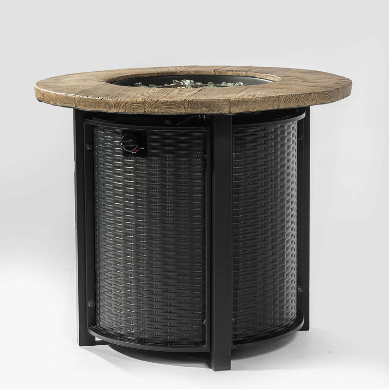 Round Fire Pit Table Propane Fire Table with Lava Rocks