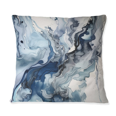 Blue And Grey Ethereal Elixir II - Abstract Printed Throw Pillow