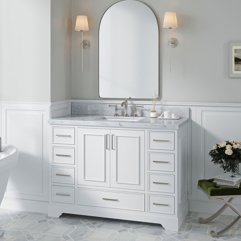 Meuble-lavabo simple avec plateau Abshire 49, Blanc