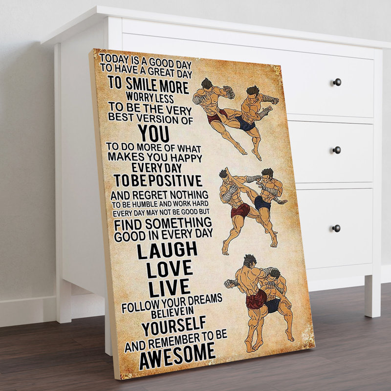 «Wrestling» - Toile tendue Gallery «Keep To Awesome», H 20 po x l 16 po x P 2 po