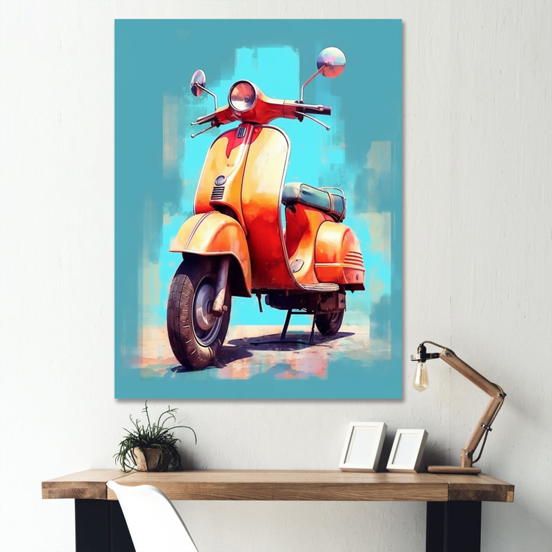 Corail bleu sarcelle, affichage de scooter III sur toile, H 20 po x l 12 po x P 1 po, Toile tendue