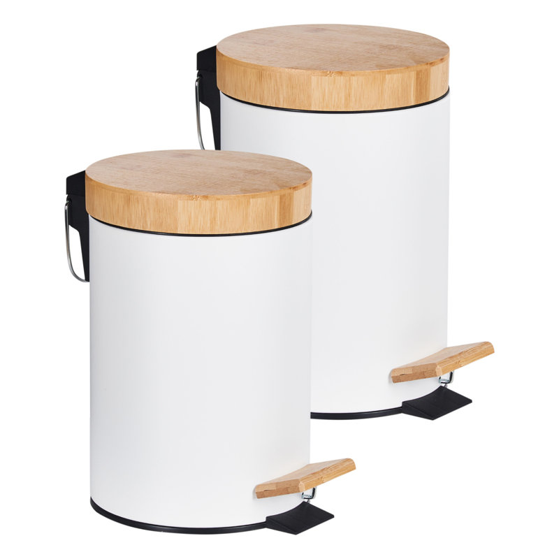Set of 2 Pedal Waste Bins 3 L ECOSMART Metal, White