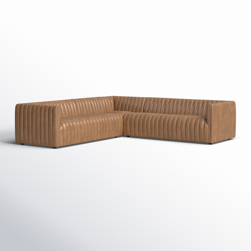 Brandt 105.5" Wide Genuine Leather Symmetrical Corner Sectional, Palermo Drift Top Grain Leather