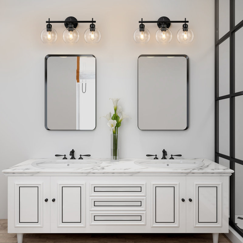 Éclairage pour meuble-lavabo à intensité variable 3 lumières Glausen, Noir