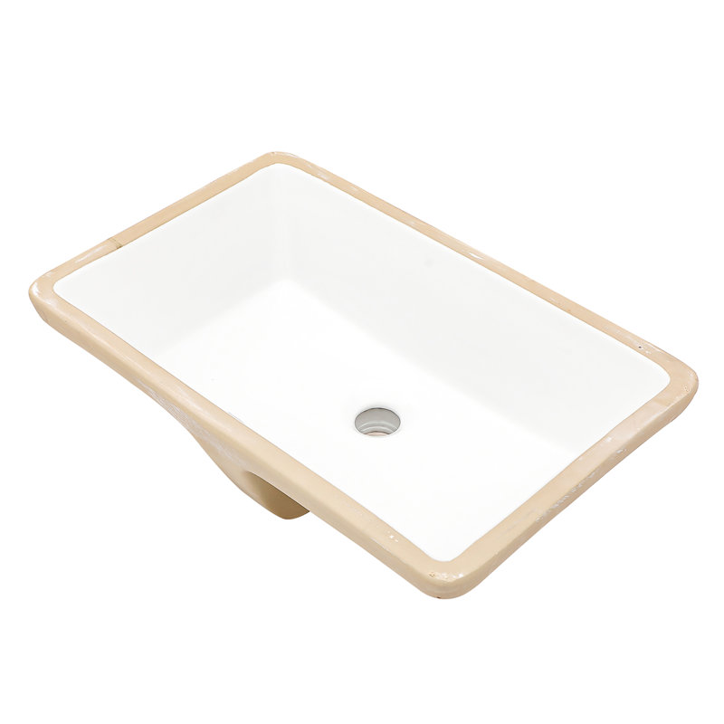 White Ceramic Rectangular Bathroom Undermount Sink 21X13x7.17 Inch, Acid Resistance, Low Water Absorption Smooth Surface, Stain , Adds Space To