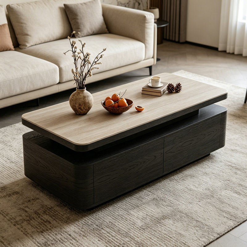 Tanay, H 17,71 po x L 47,24 po x l 23,62 po, Noir, Beige