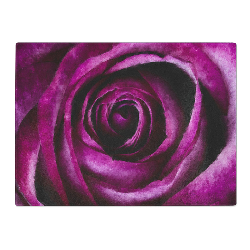 Striking Purple Rose Art  Glass Chopping Board