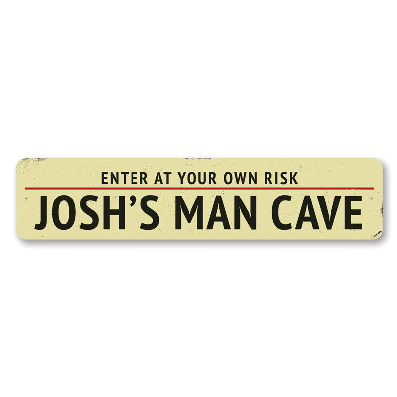 Panneau d'avertissement en aluminium «Man Cave», H 6 po x l 24 po x P 0,063 po