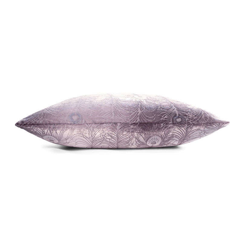 Peacock Feather Square Velvet Pillow Cover & Insert, Thistle, Square 22"