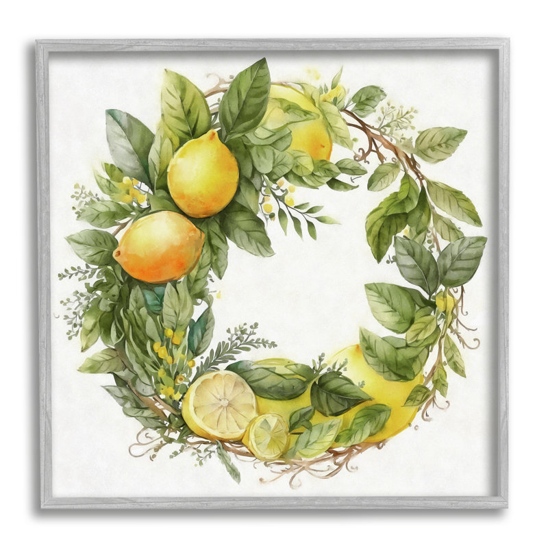 Citron, citrons, verdure, couronne par Ziwei Li - cadre flottant, impression sur bois, L 12 po x H 12 po x P 1,5 po