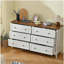 Commode blanche pour chambre à coucher, commode 6 tiroirs avec tiroir large et poignées en métal, commode blanche, commodes en bois et commodes pour couloir, entrée.