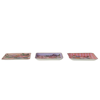 Enameled Iron Tray with Floral Vase Motif and Gold Rim