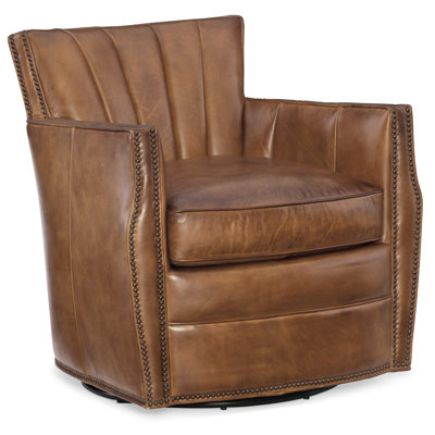 CC Carson Leather Swivel Club Chair