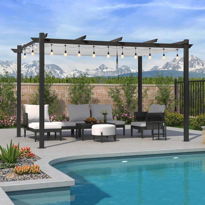 13 Ft. W x 10 Ft. D Aluminum Pergola, White