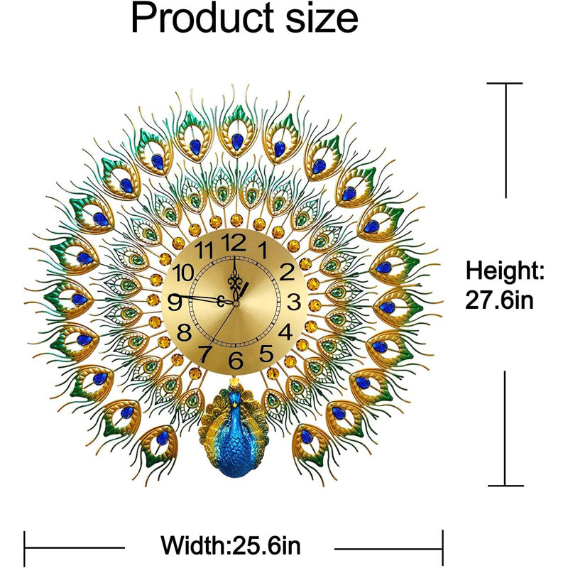 Large Peacock Hanging Clock