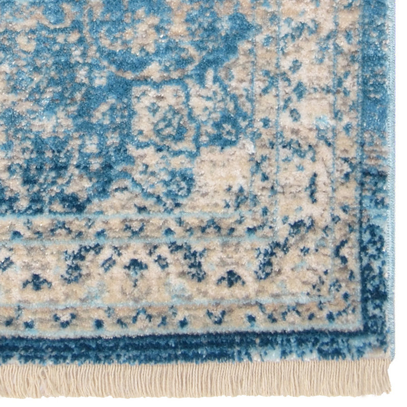 Chauncy Washable Rugs Area Rugs for Living Room, Wool Rugs for Bedroom, Dining Room, Non Slip, Low Pile Vintage Rug Indoor -MACHINE MADE POLYESTER AREA RUGS - Rectangle, Blue Color, Oriental Design, Low Pile