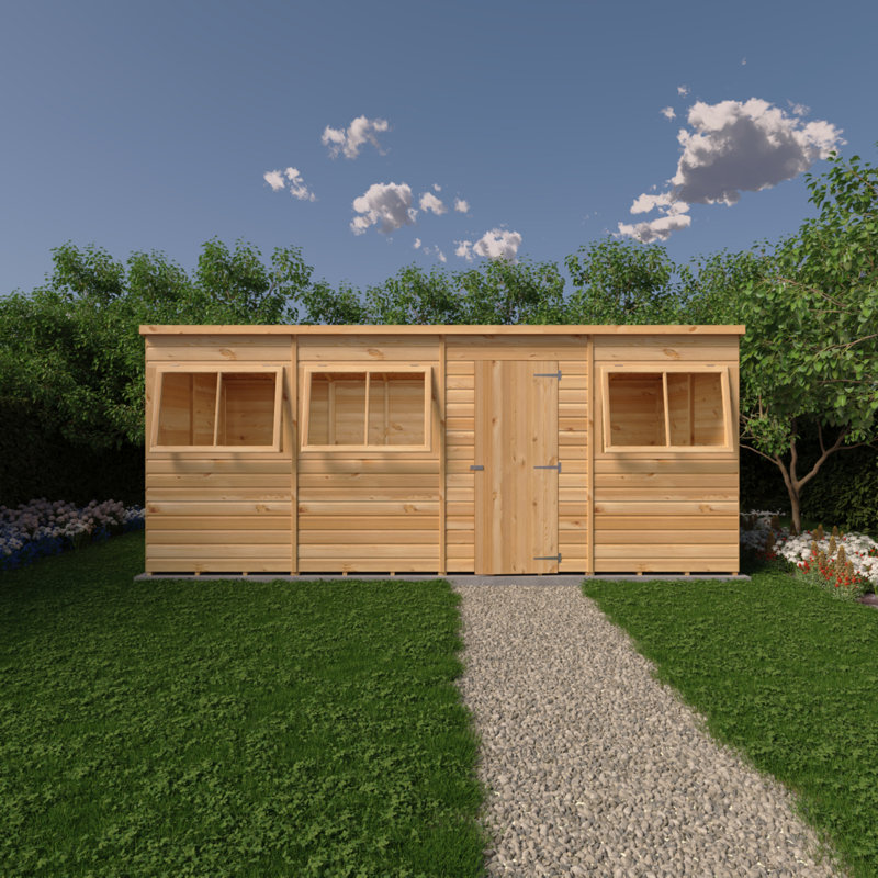 16 ft. W x 6 ft. D Wood Shiplap Pent Storage Shed