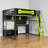 Full Size Loft Bed, E-Sports Gaming Hub, Led-Enhanced Desk & Pegboard, Eclectic Modern, For Teen Gamer Room-1400522296
