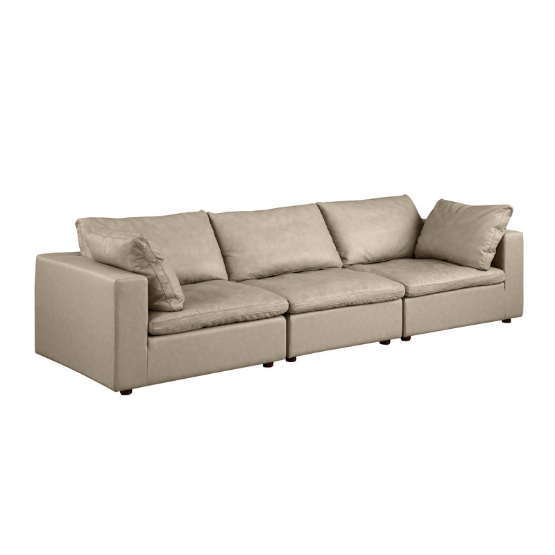 Canapé modulaire en cuir italien Cowville, Beige