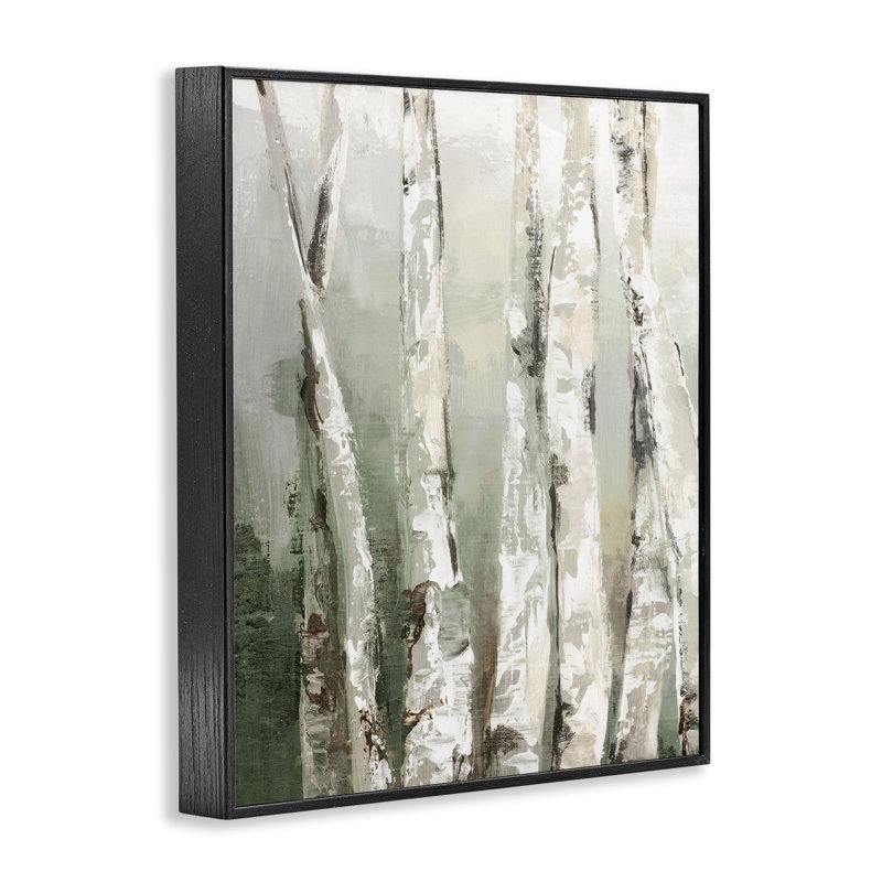 Estampe numérique Birch Green Forest, design par Luna Mavis, H 14 po x l 11 po, Giclée encadrée noir minuit