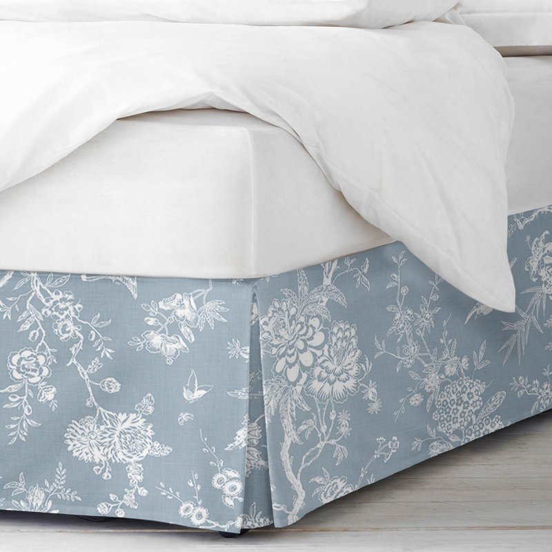Elwood Natural Cotton Bedskirt, Twin, 15", Cornflower Blue