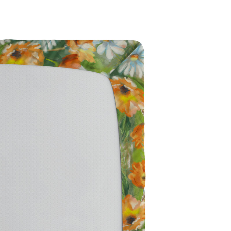 Drap-housse Ambesonne, Jaune souci, vert jade / floral, Drap-housse très grand californien