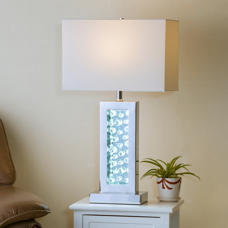 Modern Unique Glass Bubble Column Clean Rectangular Shade 1Pc Lamp Ambient Glow Nickel LED, White, Ivory